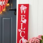 Glitzhome 42"H Valentines Wooden Large Welcome Porch Sign - Red