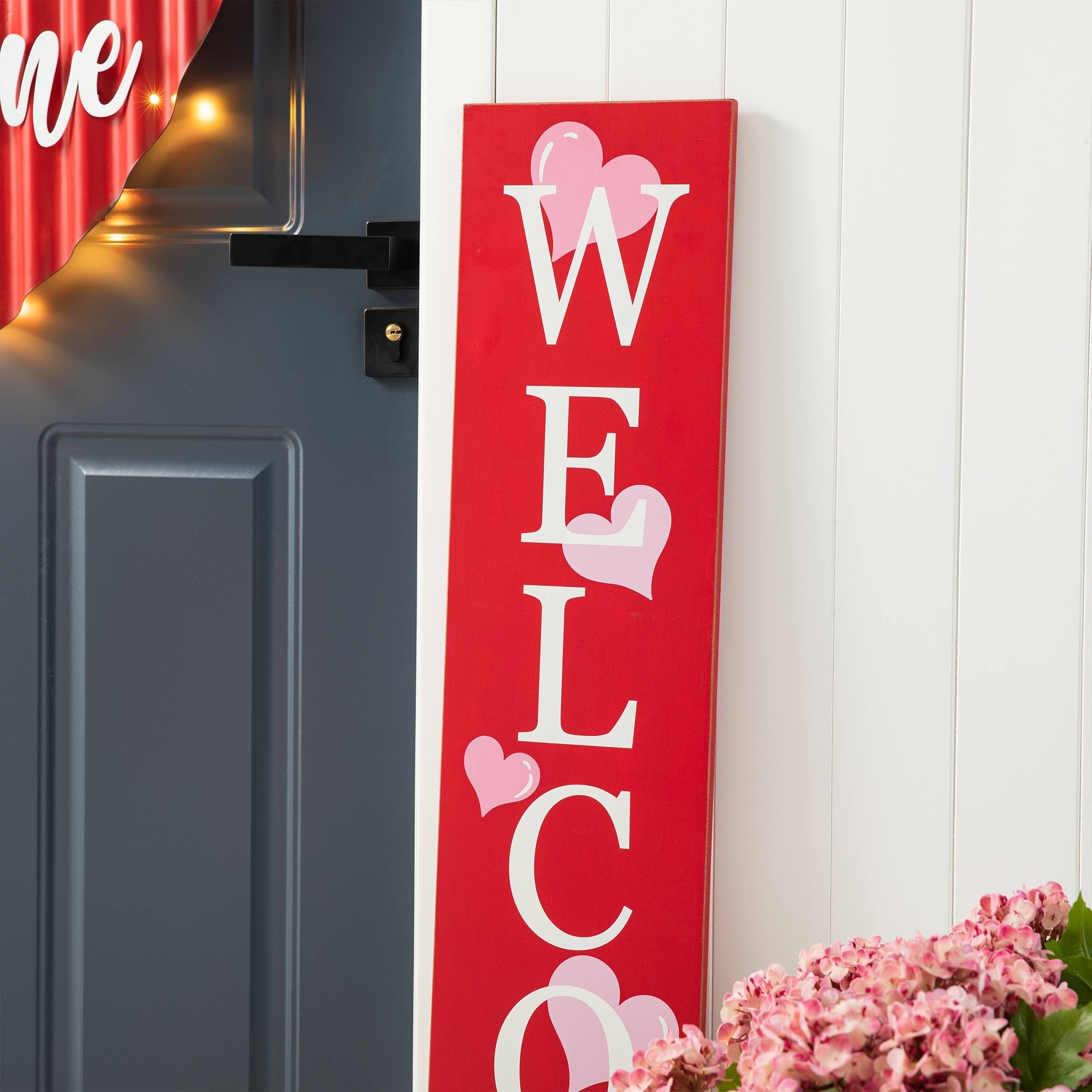 ac203ffd717dd15ce7d23eb9acffaffd88bc74cefa379a6bfa114cba5c4c22bf.jpg Glitzhome 42"H Valentines Wooden Large Welcome Porch Sign - Red - Image 1