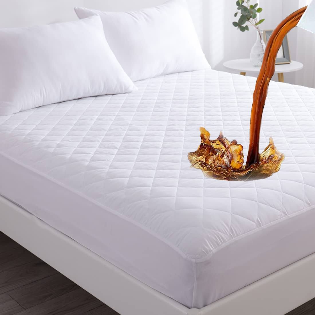 ac2ffb05dcf198b89eae6c6702c4a26fdd15168a7308652f0cd028fe443e0b6b.jpg Bravbowerry Waterproof Mattress Protector,Cooling Breathable Fluffy Soft Mattress Pad,Washable Mattress Protector,Noiseless Mattress Cover,Bed Cover - Image 1