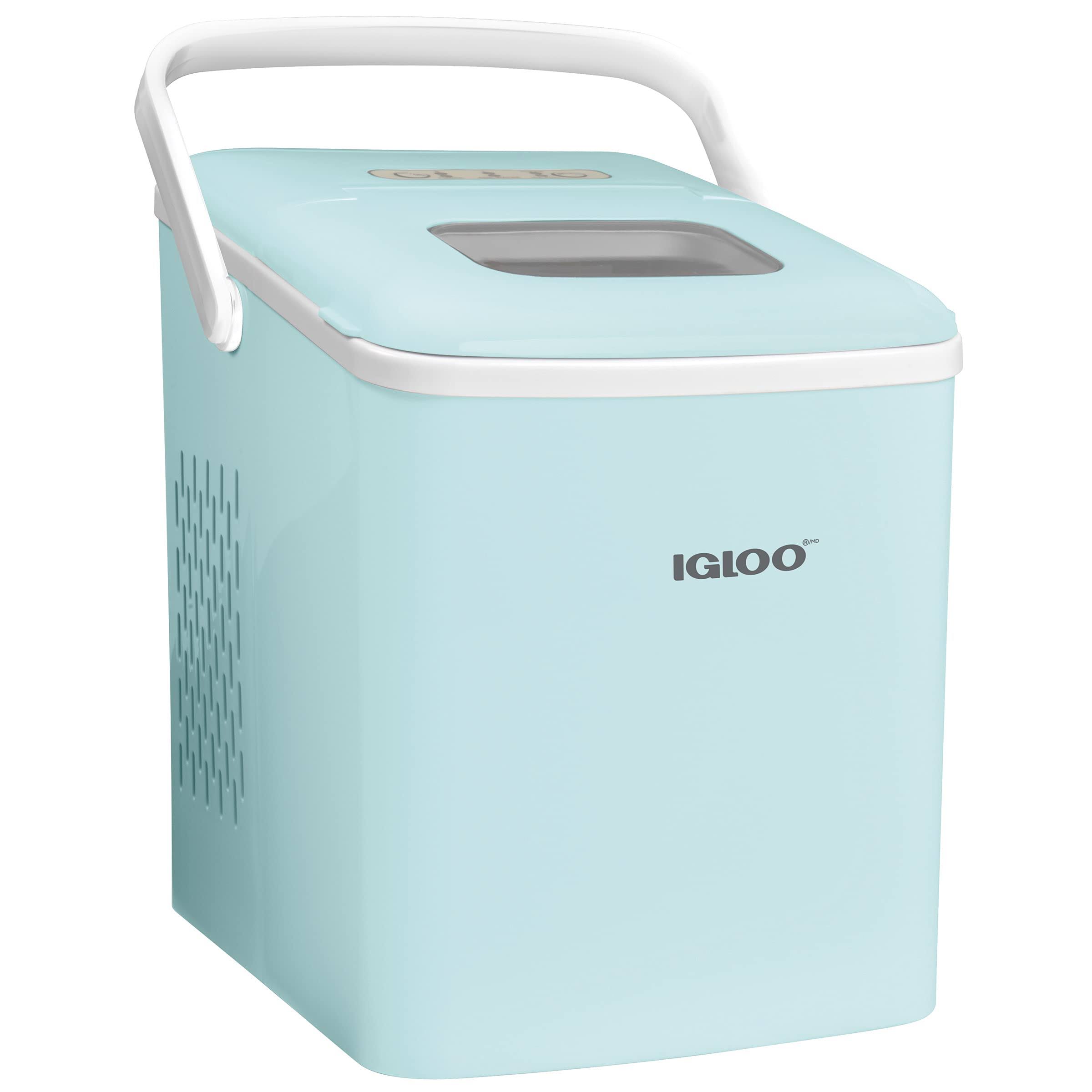 ac4067a22d4ad02b3236c0a4df32facc3132ed544192b01cc05bef10faf24bcc.jpg Igloo 26-Pound Automatic Self-Cleaning Portable Countertop Ice Maker Machine with Handle, Aqua - Image 1