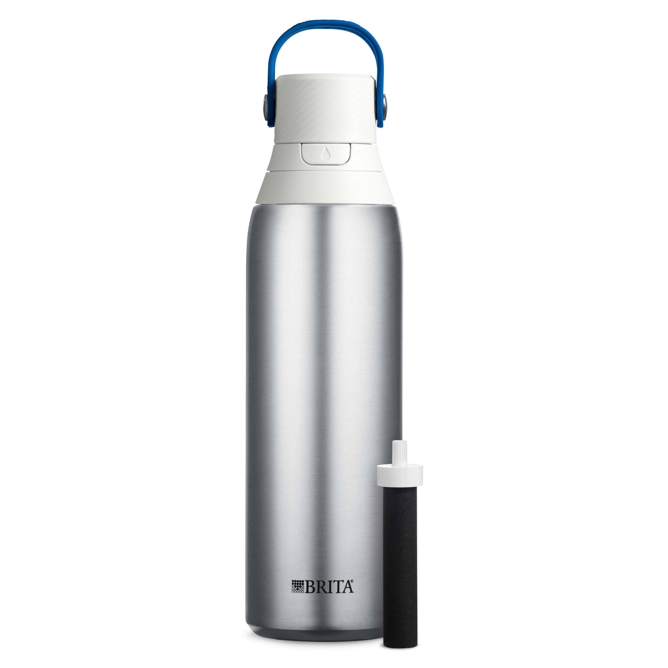 ac615076fb3e2dd32d2581dcfab7395dc561c50dc05ccfcab1cbb893a78c7270.jpg Brita 20 Ounce Premium Filtering Water Bottle with Filter BPA Free - Stainless Steel - Image 1