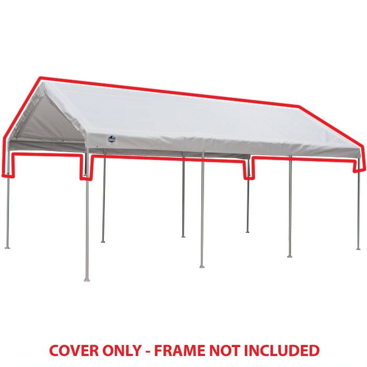ac7a6dd44a01385f767f74089b0e6d07d1560f120ebd3f70385617af60398b62.jpg King Canopy 10' x 20' White Drawstring Cover - Image 1