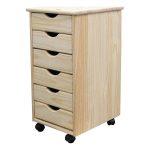 Adeptus 6-Drawer Solid Wood Roll Cart - Unfinished