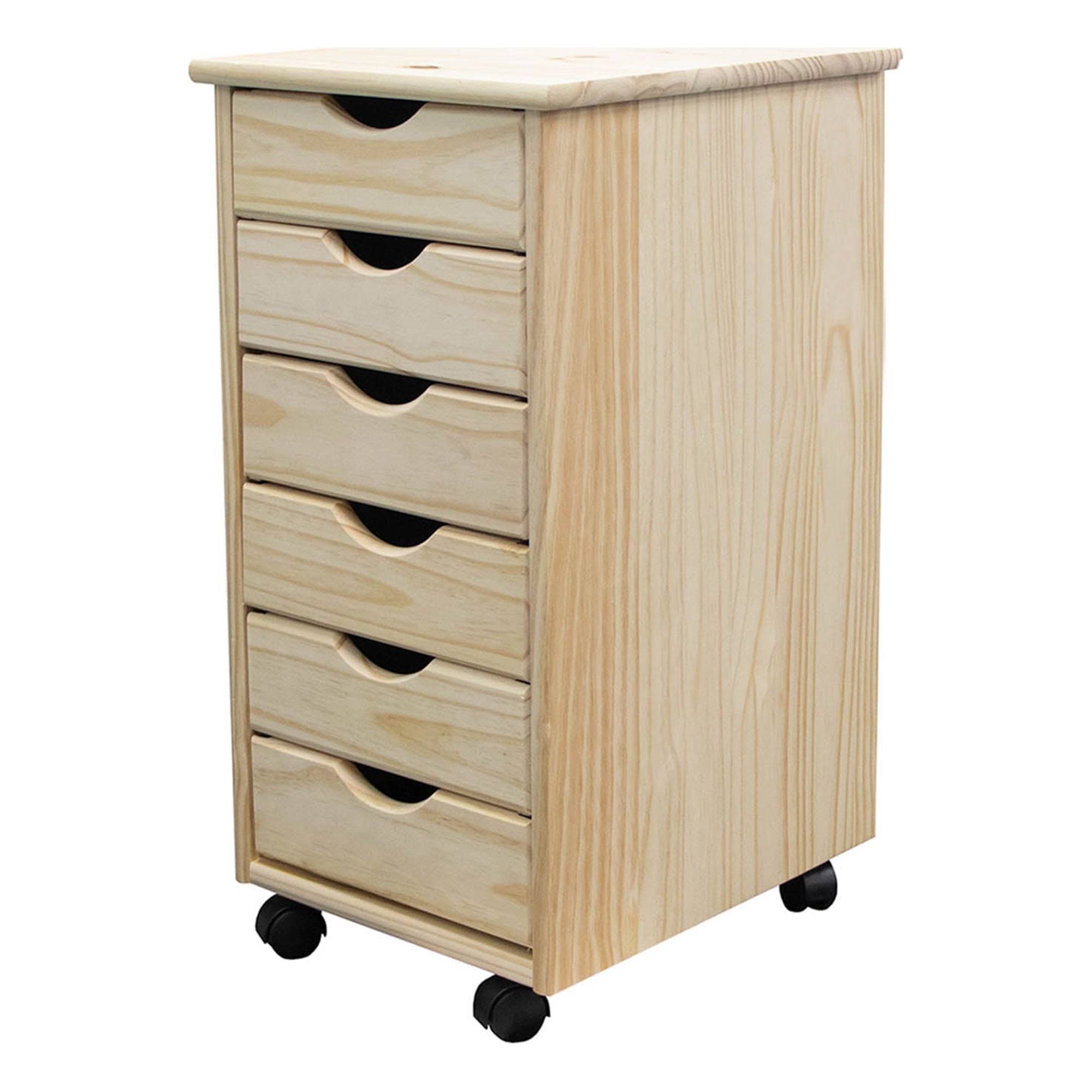 ac7be69c255912888a3836fcc7b5700e2c959772f15918dad06ee0fd4271c668.jpg Adeptus 6-Drawer Solid Wood Roll Cart - Unfinished - Image 1