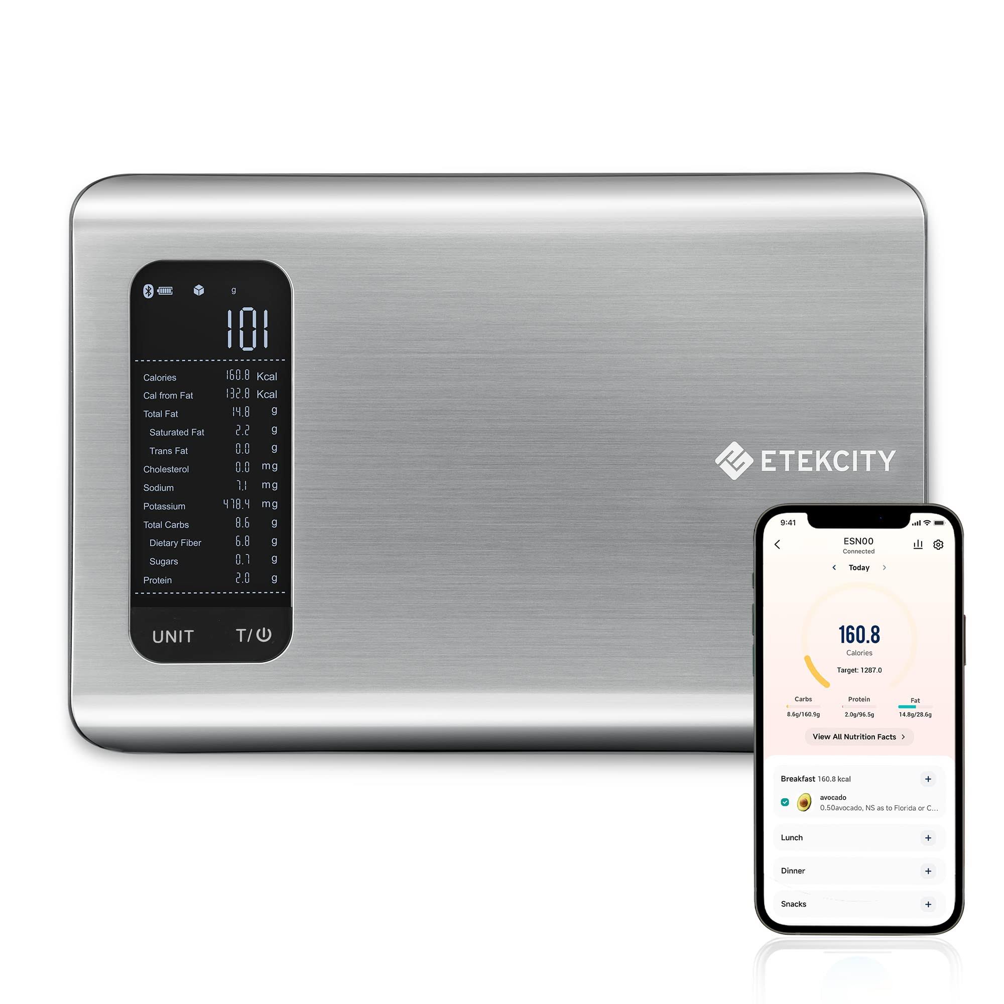 ac8d6b97ac76d2c6fec3cf9a3c56a5bdb5551cc21045504c8bd7365a94e25c5c.jpg Etekcity Smart Food Nutrition Kitchen Scale. Digital Grams and Ounces for Weight-Instock - Image 1