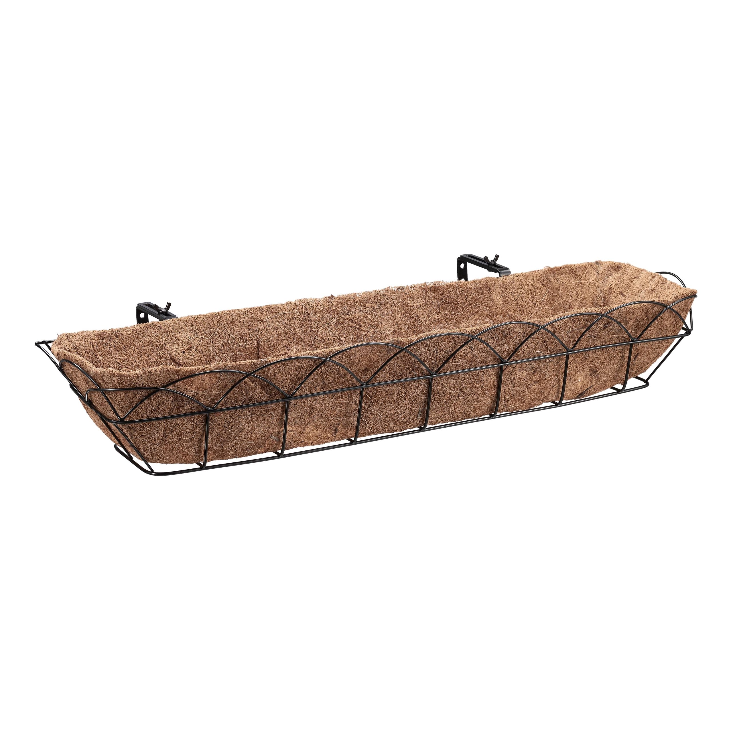 ac96593a3497315fbe0024c5be2264c2a5ba7dbd3e2bd70e71ffd7e1cc96a7bb.jpg Mainstays Arches Metal Window Box with Coco-Fiber Liner - Black - 30 in - Image 1
