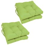 Blazing Needles 16 in. Solid Twill Square Tufted Chair Cushions, Mojito Lime - Set of 4