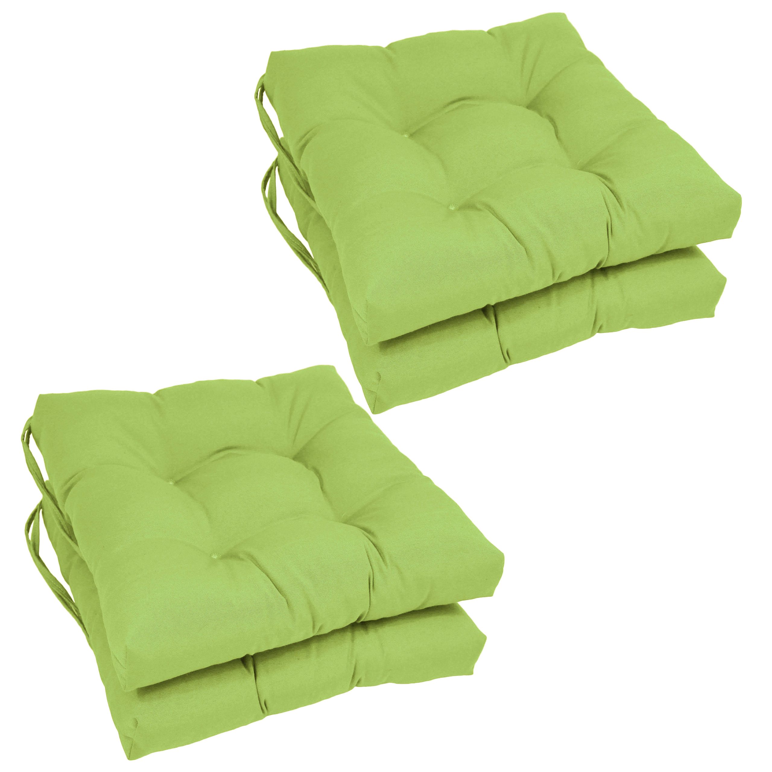 ac97ee6c709b71158a281bb4459edd2883e99dcf74491b5809a8a9250c3b2994.jpg Blazing Needles 16 in. Solid Twill Square Tufted Chair Cushions, Mojito Lime - Set of 4 - Image 1