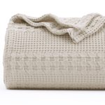 PHF 100% Cotton Waffle Weave Blanket King Size - Washed Soft Lightweight Blanket for All Season - Breathable and Skin-Friendly B
