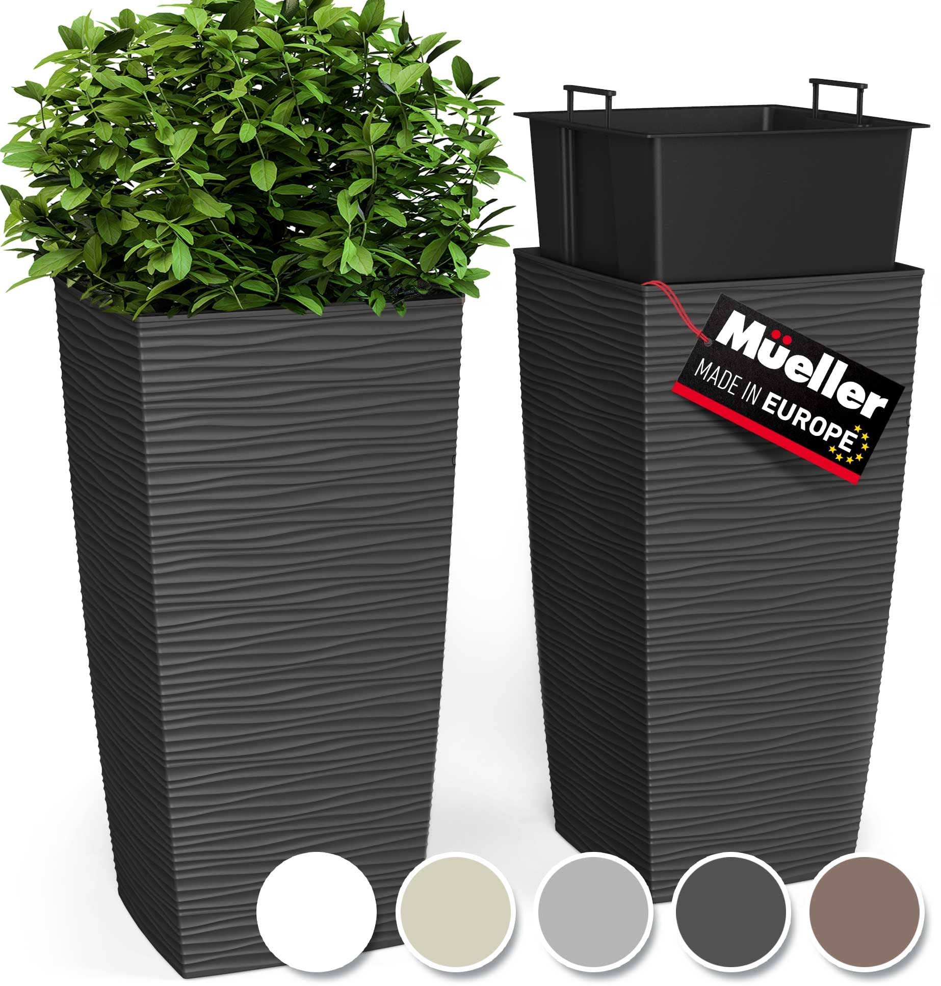 acdb0ab069b3666d16616600b38c710978f7cfe656155576cde5e57bd9751c16.jpg Janska by Mueller M-Resin Heavy Duty Tall Planter, Indoor/Outdoor Grande Plant, Tree, Flower Pot, 2-Piece Set, 24��, Modern Design, Built-In Drainage - Image 1
