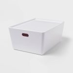 11L Stacking Bin with Lid White - Brightroom
