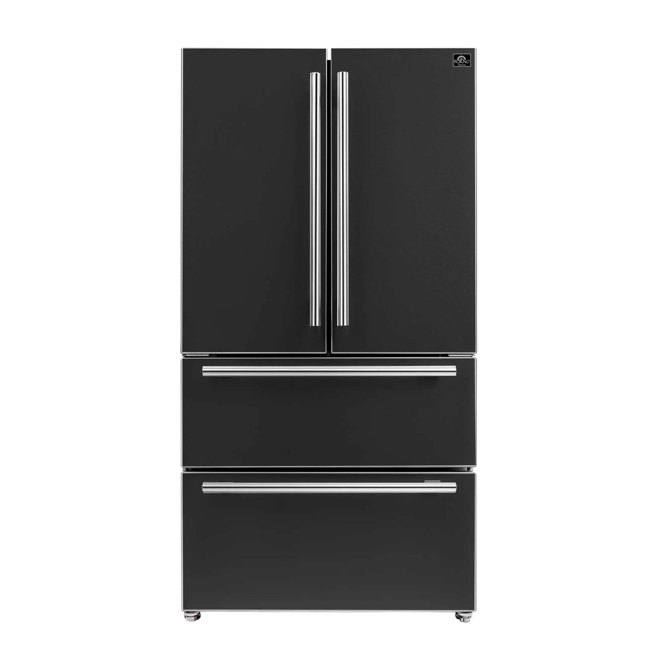 ad63584b5b563dc1871963bc5298c9847e834a91ad713814c36c677cfc6b01aa.jpg Forno Espresso Moena 36-Inch French Door Refrigerator in Black, 19.2 cu.ft, FFRBI1820-36BLK - Image 1