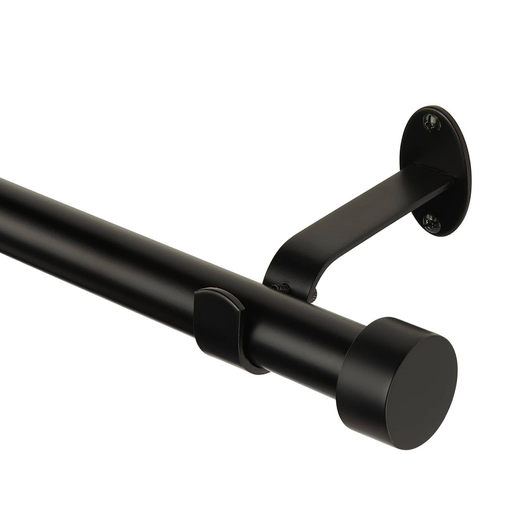 ad744b36f151e30b2a36df228fe488228f30eb5bfa76d5ccc35815b50767a8eb.jpg Elrene Home Fashions Serena Adjustable Curtain Rod with Cap Finials, 28"-48" - Antique Black - Image 1