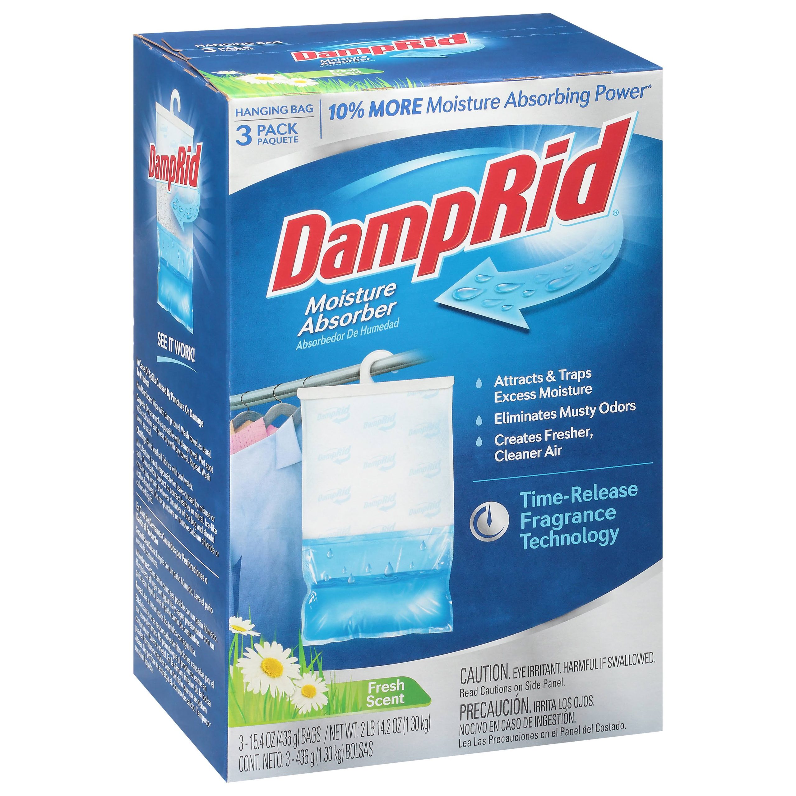 ad9ab4e84a167e40eaf4e34cee35f57ec2f851e21eca2f2f7e26377754532990.jpg Damprid Moisture Absorber, Fresh Scent, Hanging Bag, 3 Pack - 3 pack, 15.4 oz bags - Image 1