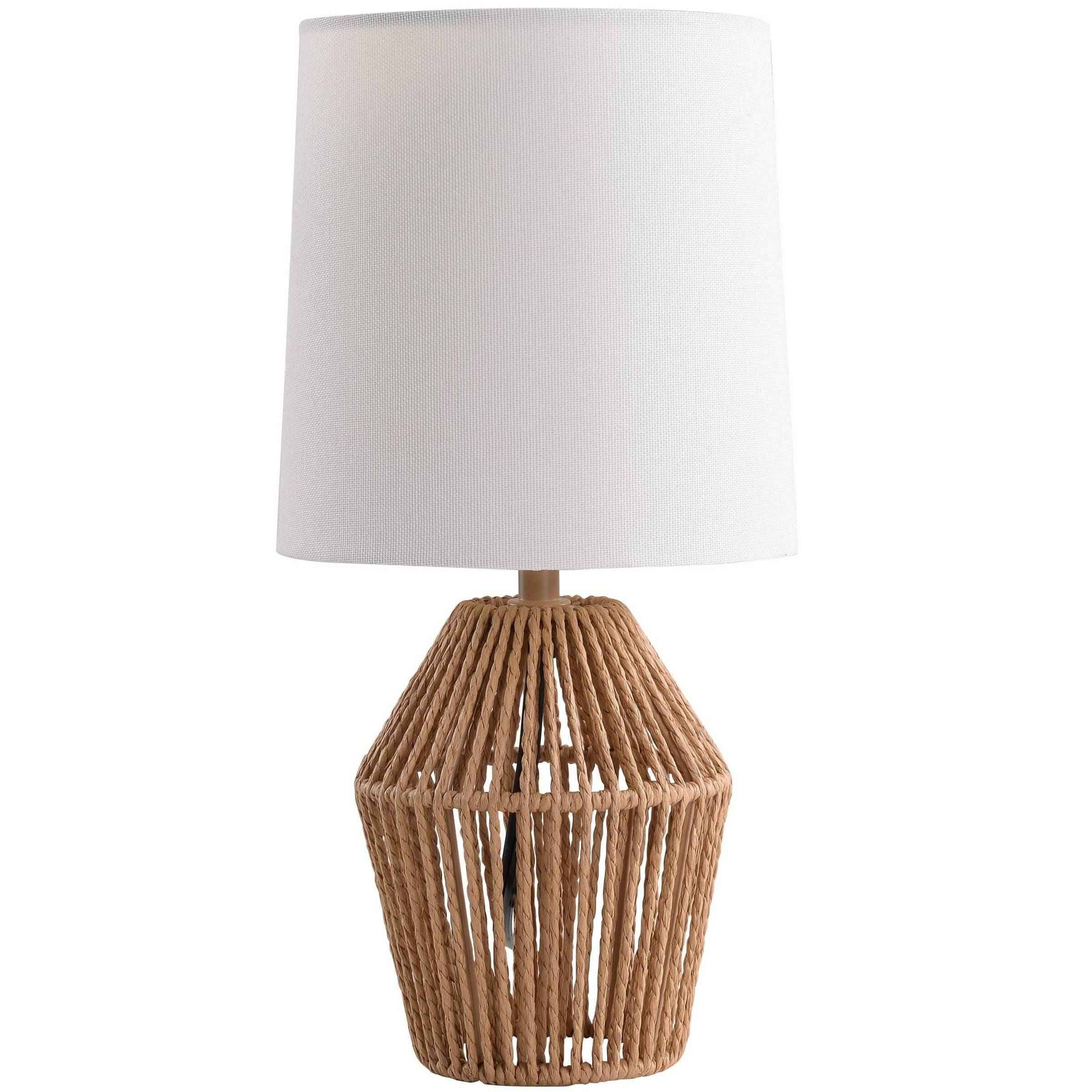 ad9c987710933d804d8aef1baa1617c6b5a7cf7294c2da964415531596a130dd.jpg Mainstays Mini Rattan Table Lamp with Shade 12.75"H- Natural Color Finish and Boho Style - Image 1