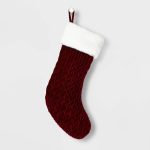 20" Quilted Christmas Stocking Red with Gold Thread Stitching - Wondershop