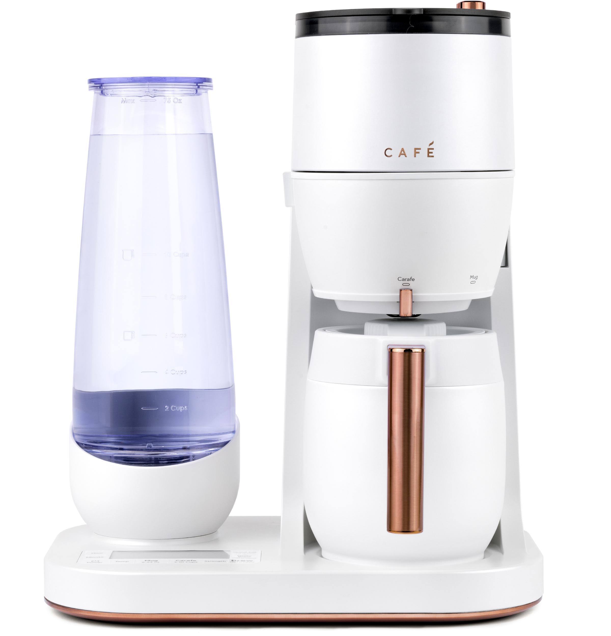 adbdba0121ad1d7fc355ed1c63ff63e90d6d248a298d5a330fb7be127706ffd3.jpg Cafe Caf? Specialty Grind and Brew Coffee Maker with Thermal Carafe White - Image 1