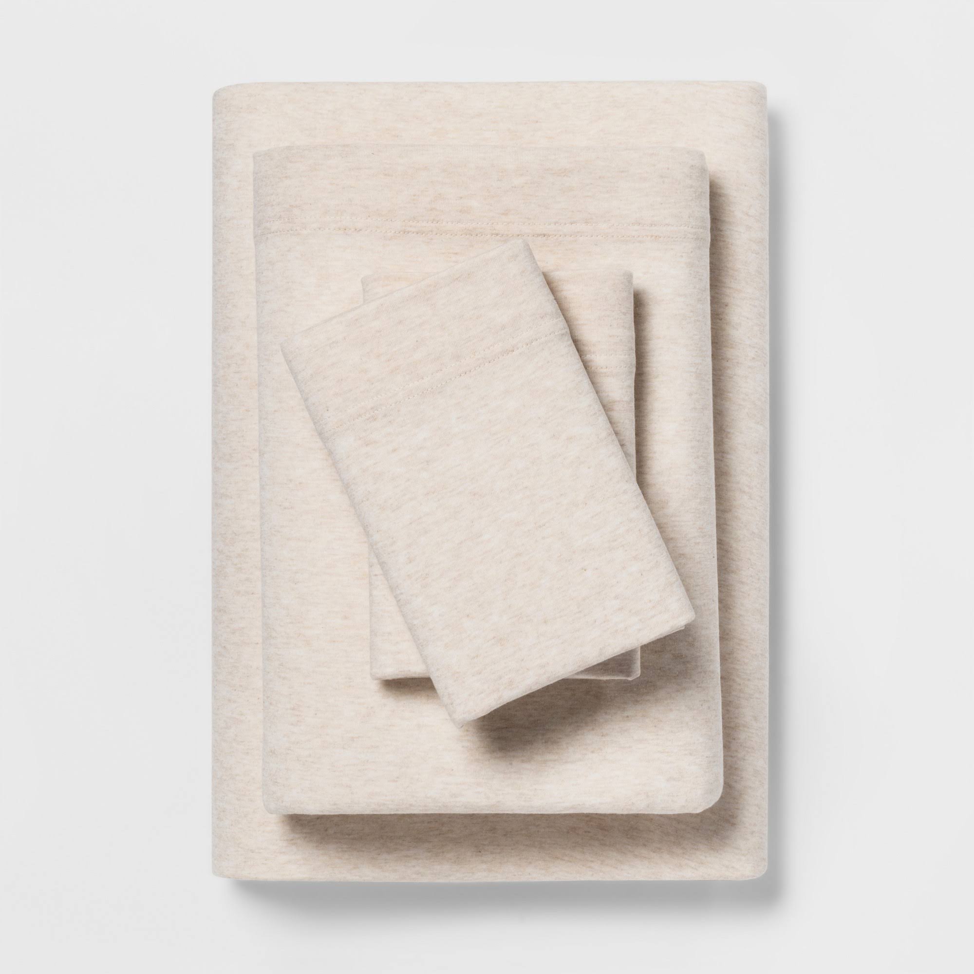 adea3d33d89a64ad8fad829214b3c99103ed7f39f8ab85e80c77768110887a0b.jpg Full Jersey Sheet Set Heather Tan - Room Essentials - Image 1
