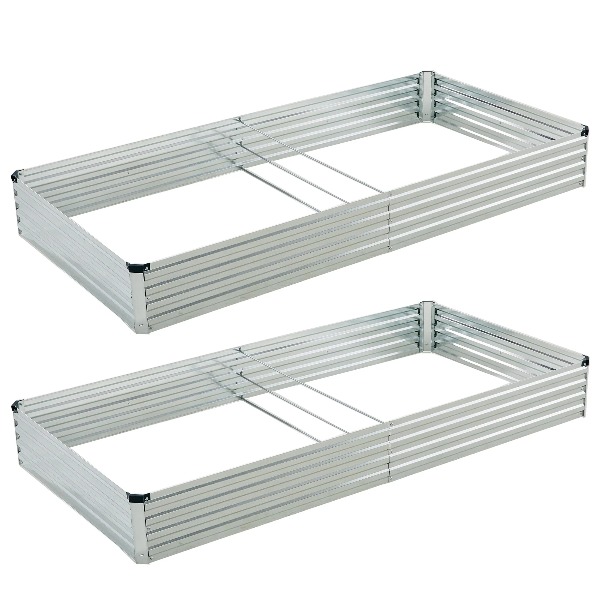 adefb30928277893073952245c3ee6c2ec5234e13262b8706d99a84908f4045b.webp Foxlang 2 Pack 8x4x1ft Galvanized Raised Garden Bed - Image 1