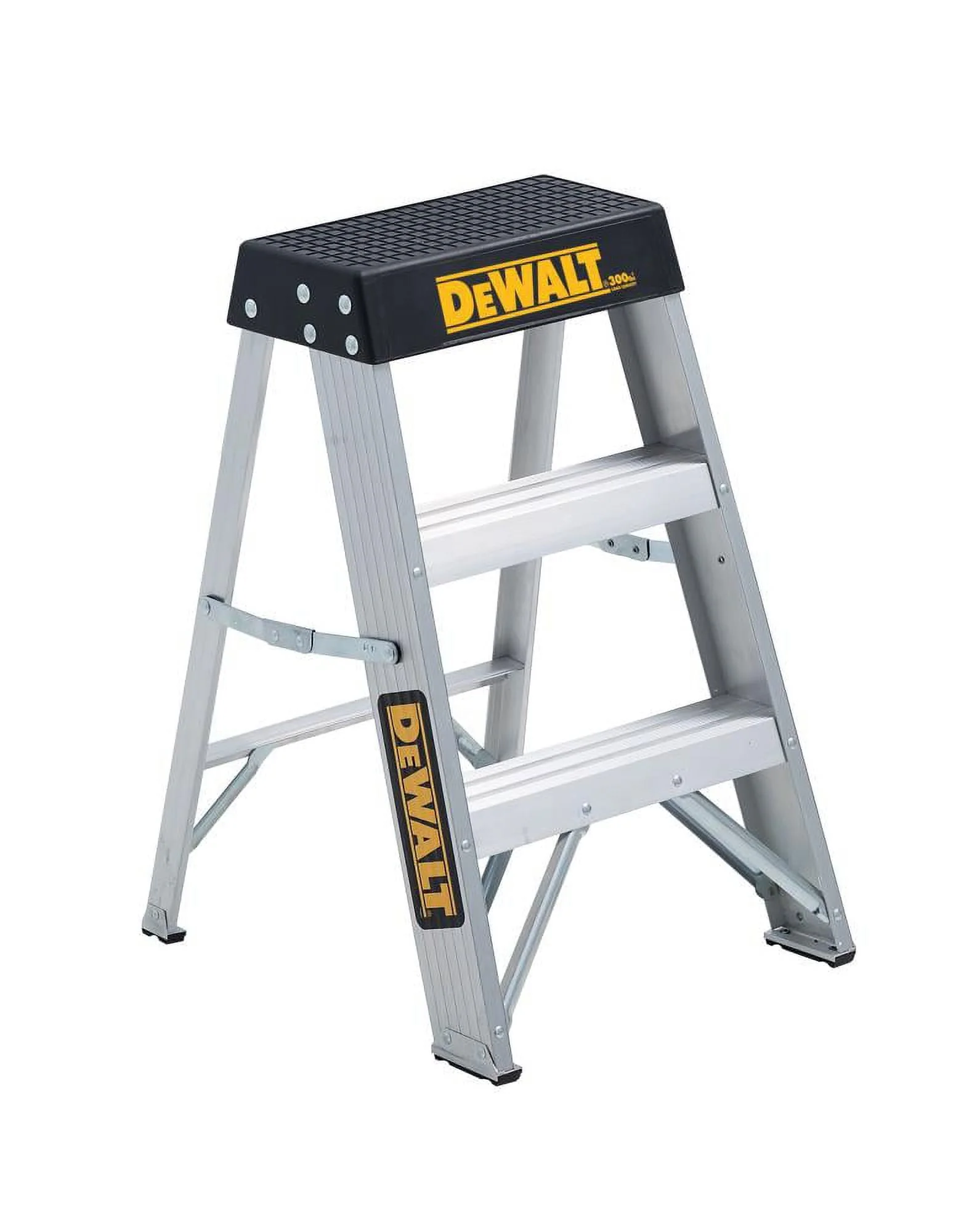 adfc5bcd66050a8af4dd99031eff5e0d67134627d1c952c770fc7633c4a491f5.webp dewalt DXL2010 - 02 2 Steps, Aluminum Step Stool, 300 lb. Load Capacity, Silver - Image 1