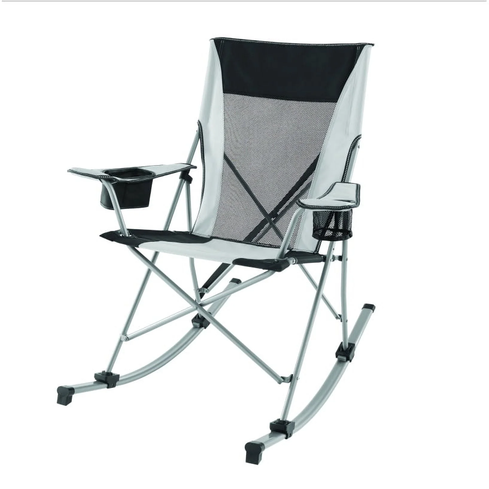 ae2d78f01af0785c049e23a99030333db8082ad12987bbe4fe0784432f39c75d.webp Ozark Trail Tension 2 in 1 Mesh Rocking Camp Chair, Gray and Black, Detachable Rockers, Adult - Image 1