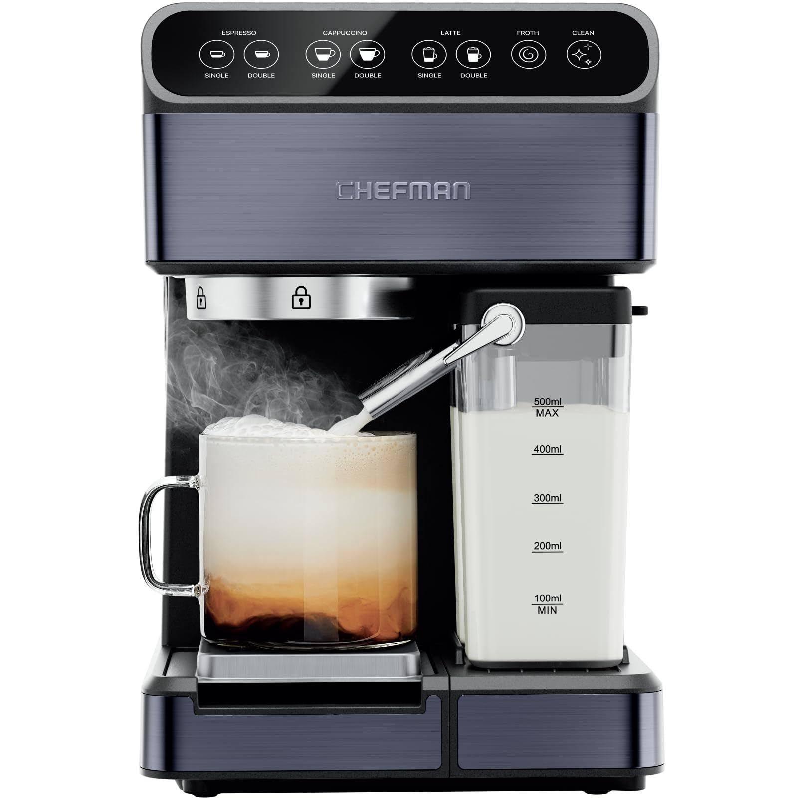 ae33a3979a92c08c8f5d1a3cc792c6b18916c4443a659212bb03631468300b3a.jpg Chefman Barista Pro Plus Espresso Machine ,Black - Image 1
