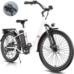 Elifine 26" 500W Electric Bike for Adults, 48V 7.8ah Removable Battery City Ebike Adult, Cruise Control Mode, Low - Step Thru Hybrid Electric Cruiser Bicycle, Shimano 7 Speed Commuter E - Bikes for Women