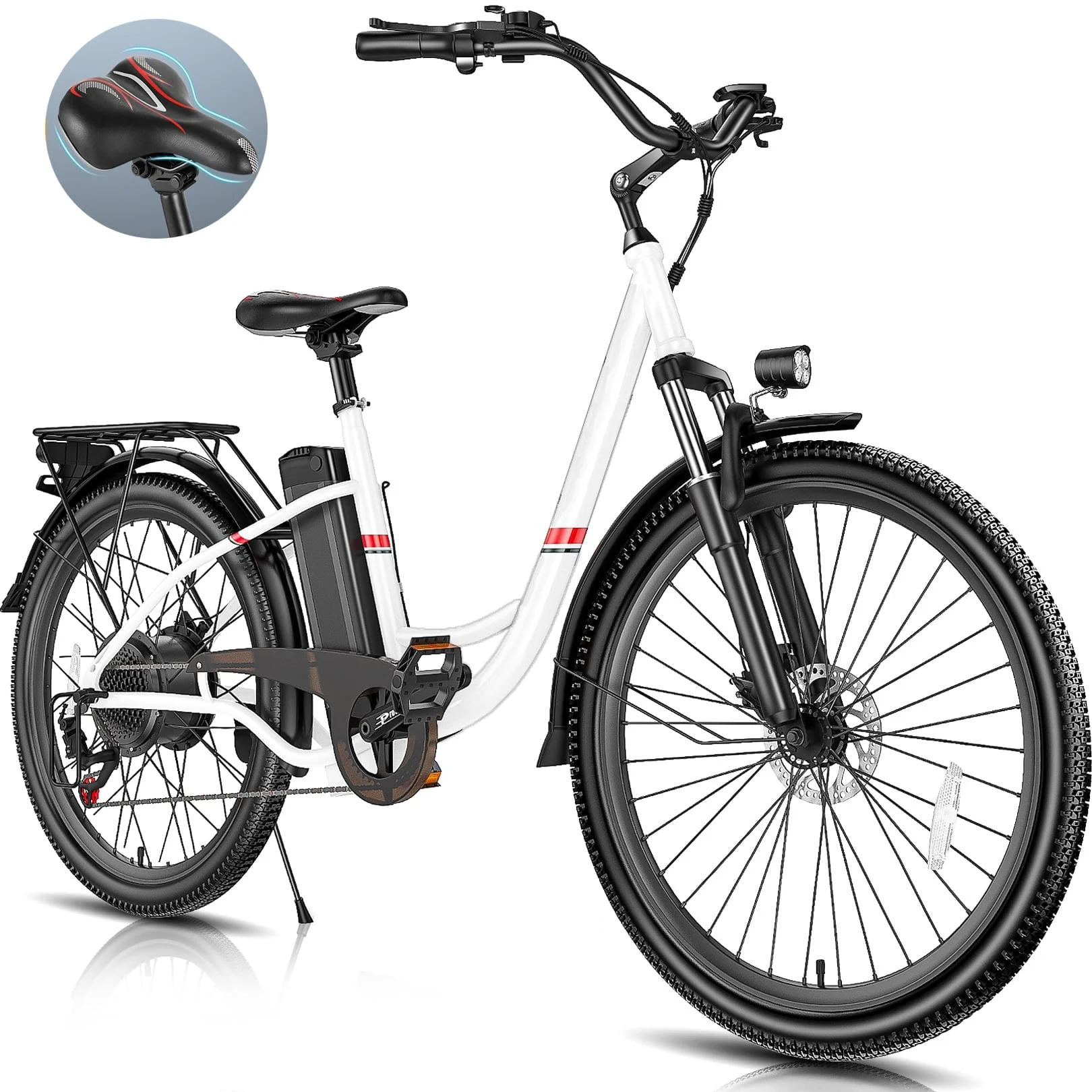 ae36dd90f6e7bf797f4bf0d189c5ddd112639d03609cb4910da16d743262ef6e.webp Elifine 26" 500W Electric Bike for Adults, 48V 7.8ah Removable Battery City Ebike Adult, Cruise Control Mode, Low - Step Thru Hybrid Electric Cruiser Bicycle, Shimano 7 Speed Commuter E - Bikes for Women - Image 1