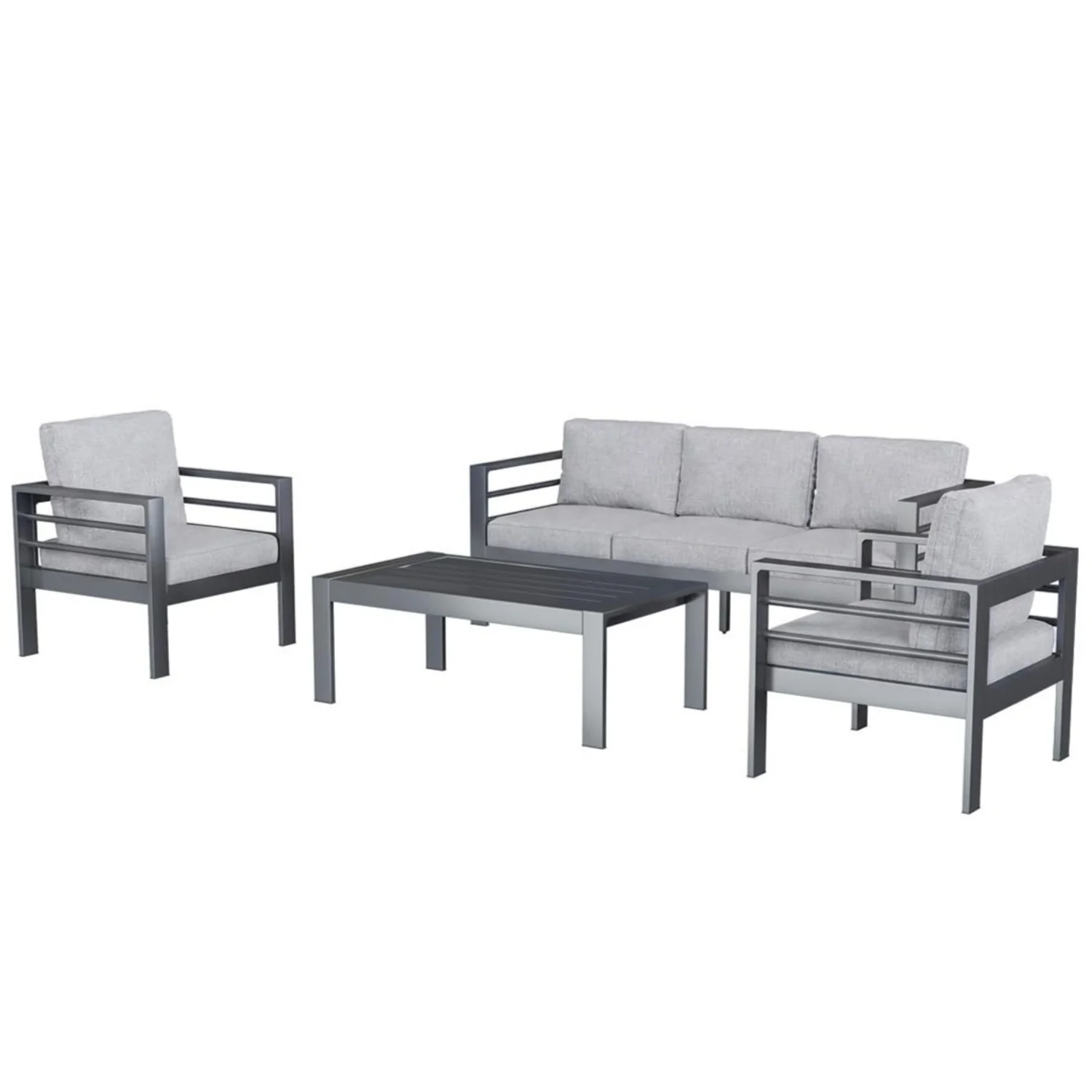 ae42aad5a7c19aedf24b2a484beee51ce18ab580f5d43189c35514e020697a54.webp AECOJOY Aluminum Patio Furniture Set, 4 Pieces Outdoor Sectional Sofa Set, Light Gray - Image 1