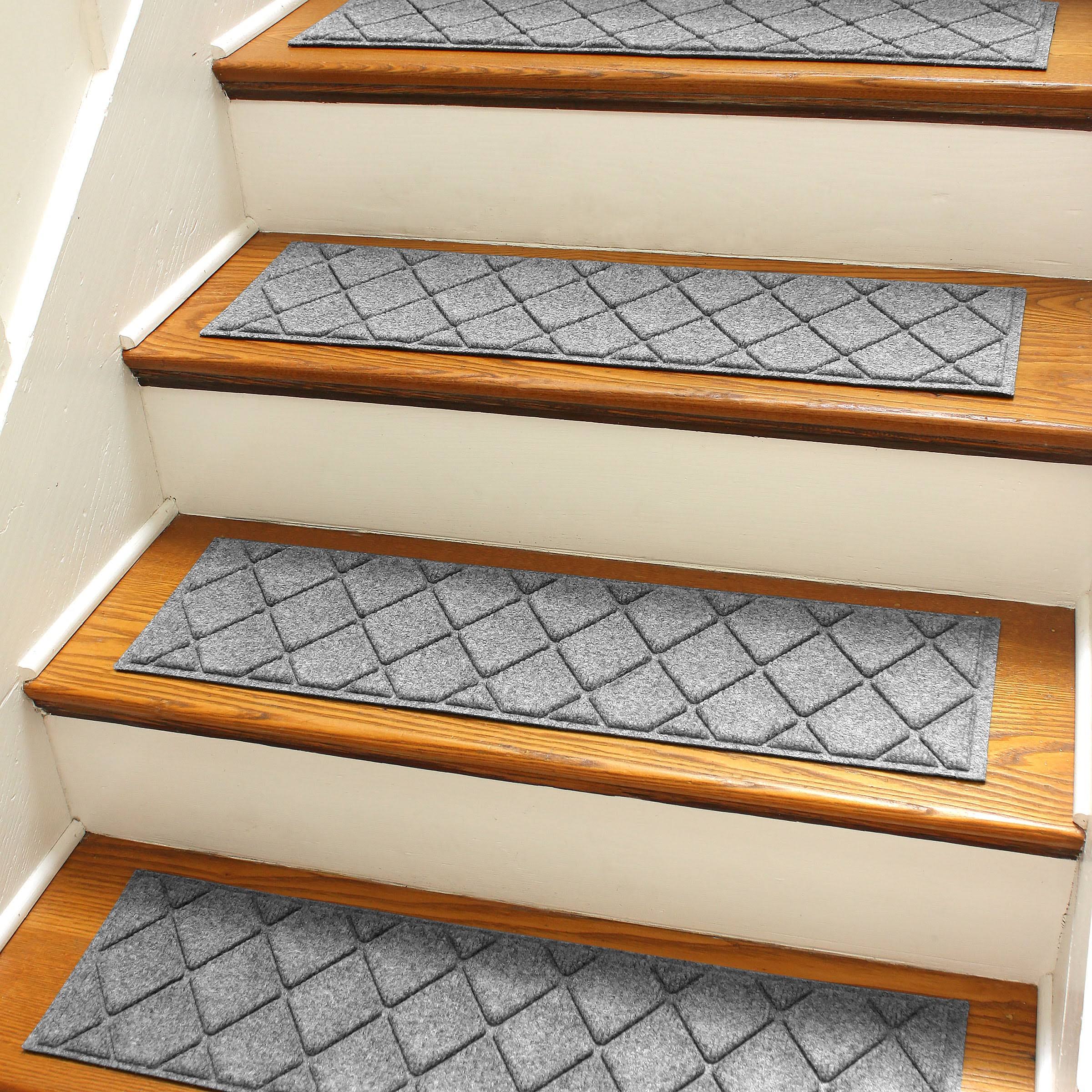 ae5b1ff2dcf98c27f447c326247ee0f4cbaf0d1d875d9f3a0df8f6ba7d39ffd1.jpg Weather Guard Argyle 8.5" x 30" Stair Treads in Grey (Set of 4) - Image 1