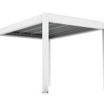 PERGOLUX Metal Pergola 'Skydance' | 10' x 13', Aluminium, Electric Adjustable Louvered Roof, Modern Scandinavian Design, White