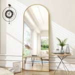 BEAUTYPEAK Arched Full Length Floor Mirror 58"x18" Full Body Standing Mirror,Black