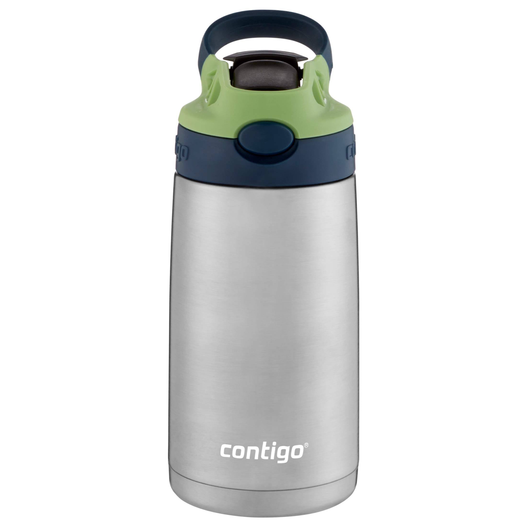 aea6feac4ee1d480b7002cdea3fe90a34fc7d9aa076375de11b07201931a47b6.jpg Contigo Kids Stainless Steel Water Bottle with Redesigned Autospout Straw, 13 oz, Blueberry & Green Apple - Image 1