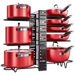 Pan Organizer Rack for Cabinet , Pot Rack with 3 DIY Methods , Adjustable Pots and Pans Organizer Under Cabinet with 8 Tiers