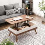 Bidiso Lift Top Coffee Table, Easy - to - Assembly Center Table with Hidden Storage Compartment, Modern Lift Tabletop Dining Table for Living Room Reception/Home Office, Grey Walnut