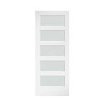 EightDoors 84" x 32" 5-Lite Frosted Glass White Prefinished Solid Wood Core Barn Door