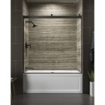 Kohler K-706000-L Levity 62" H Sliding Bath Door with 1/4" - Thick Glass Anodized Dark Bronze
