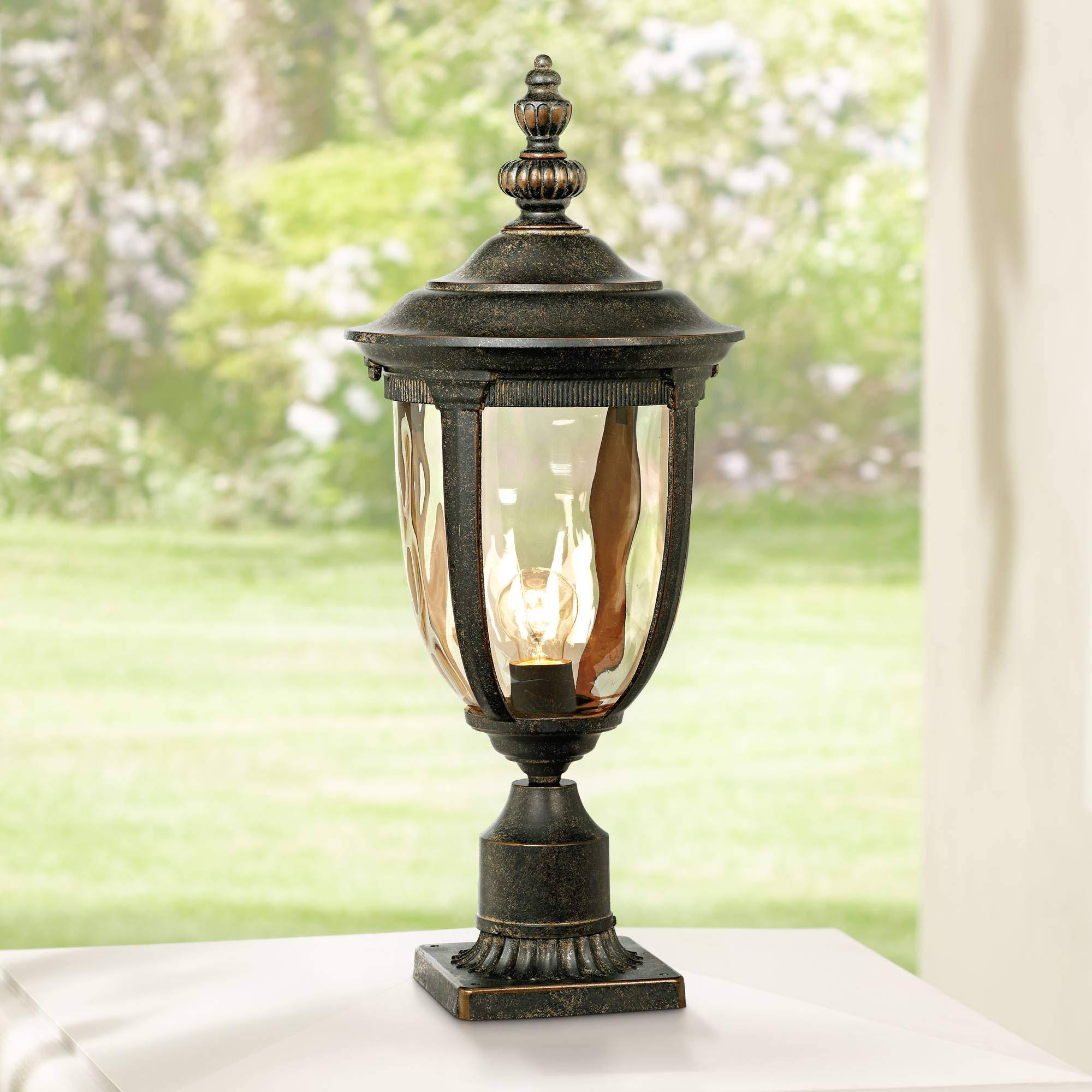 af4018a84b82da3fe965c340f926a0e4a95ba49ac8db095bac828f24298315e1.jpg John Timberland Vintage Outdoor Post Light Bronze 25 inch Tall Fixture with Pier Mount for Deck Patio Entryway - Image 1