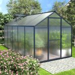 Veikous Walk-In Garden Greenhouse Kit with Adjustable Roof Vent Grey 6' x 10'