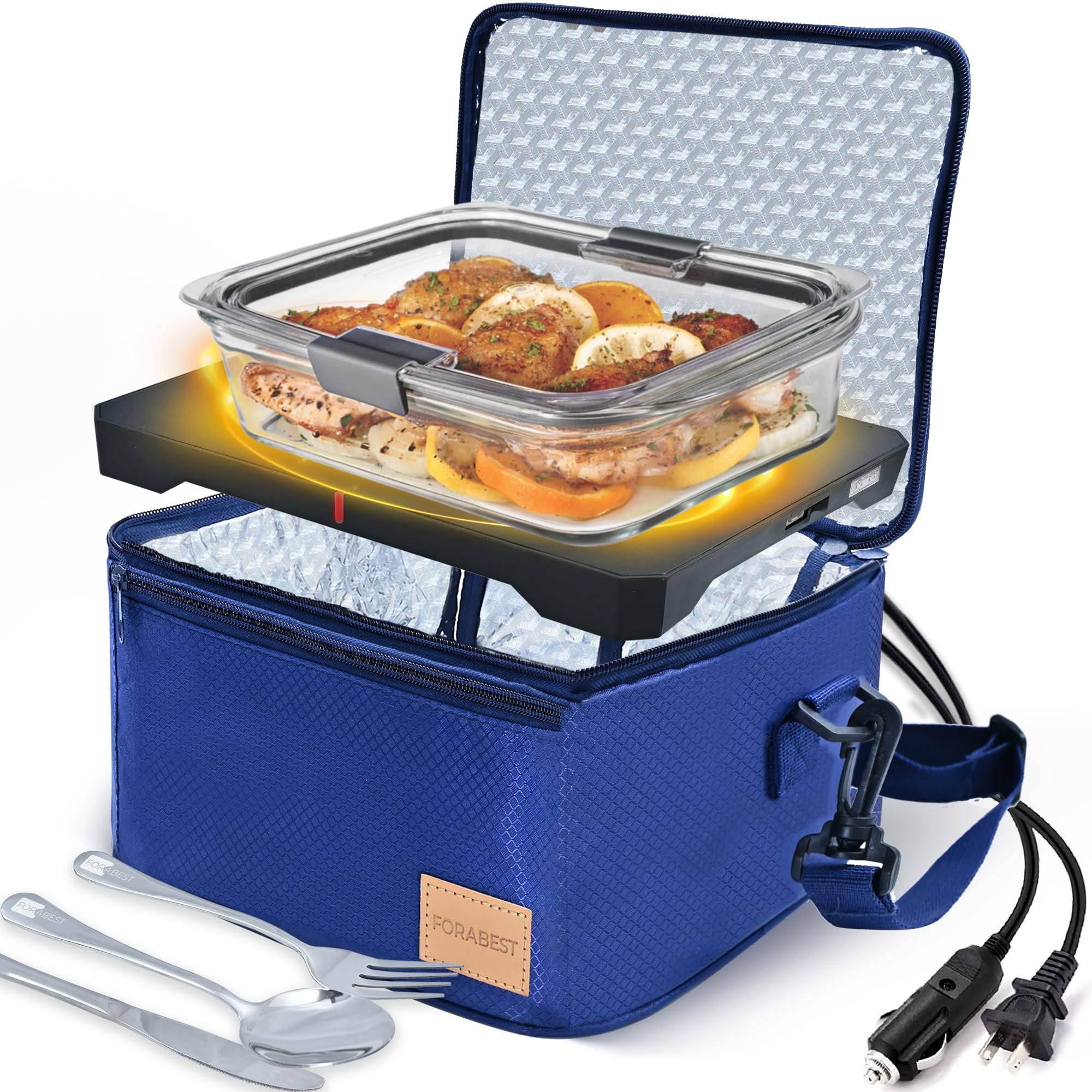 af6a9f31515377a66c520d008226d893d2abb60b78ce466837f2e636f556ef1a.jpg FORABEST Portable Microwave Food Warmer - 12V, 24V, 110V/220V Fast Heating Portable Food Warmer Lunch Box, Personal Portable Oven Electric Lunch Box - Image 1