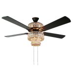 River of Goods Glam 52 inch Width Crystal Double-lit LED Ceiling Fan, Amber