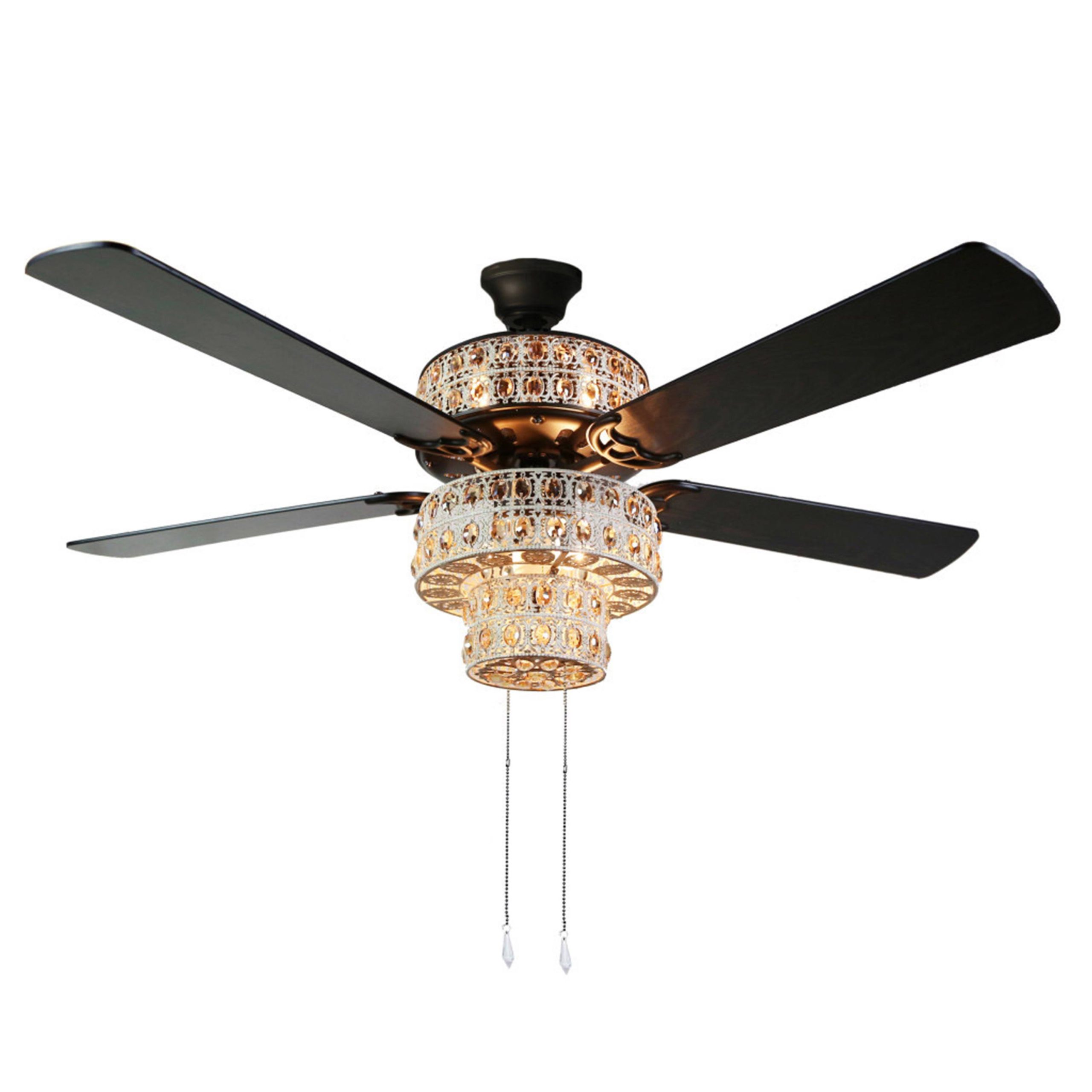 af736e67cc7fa341521a6a7fe377dbfc66f1465a1c9203419c9f91c7a6c4422d.jpg River of Goods Glam 52 inch Width Crystal Double-lit LED Ceiling Fan, Amber - Image 1