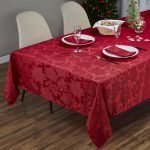 Kadut Christmas Tablecloth, Poinsettia Leaf Red Tablecloth (60 x 126 inch) for 8 Foot Rectangle Tables, Heavy Duty Fabric, Table Cloth for Harvest,