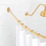 60" Brass Curved Shower Curtain Rod Signature Hardware Finish: Brushed Gold