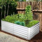 SEJOV 8x4x2ft Outdoor Metal Raised Garden Bed, Planter Box for Vegetables, Flowers, Herbs - Silver