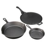 Ozark Trail 4-Piece Cast Iron Skillet Set with Handles and Griddle, Pre-Seasoned, 6 inch, 10.5 inch, 11 inch, Size: 6 inch,_10.5 inch,_11 inch
