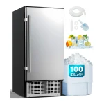 AECOJOY 15''W Commercial Ice Maker 100 lbs/24H, Stainless Steel Under Counter Ice Machine with 30 lbs Storage Bin