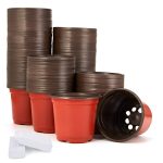 JERIA 200-Pack 4 inch Plastic Plant Nursery Pots Come with 200 Pcs Plant Labels, Seedling Flower Plant Container and Seed Starting Pots