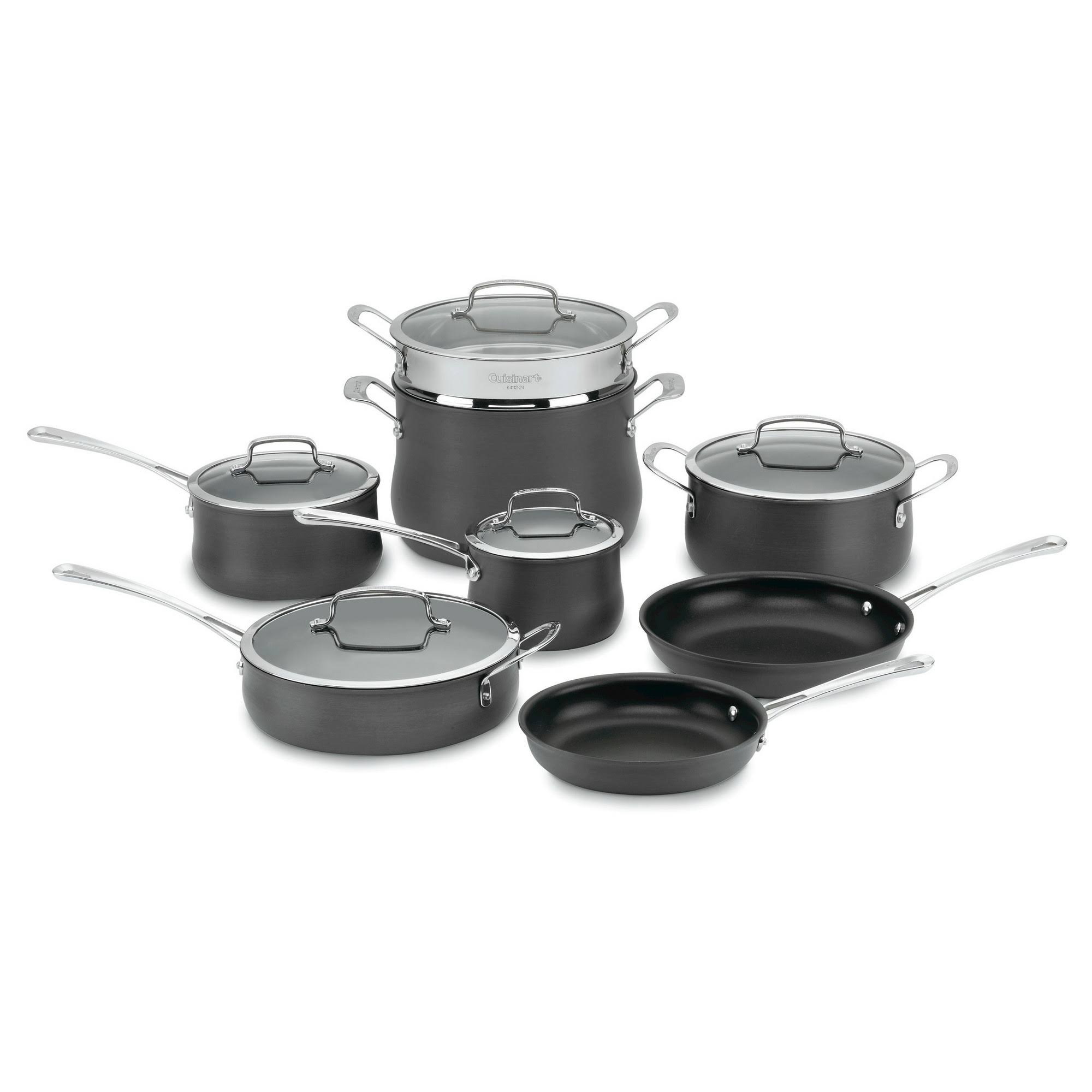 afc87356a9755eb3b1d3c123c4f63e53af070a2151b04d2337d55d86aa4634cb.jpg Cuisinart Contour Hard Anodized 13-Piece Cookware Set, Black - Image 1