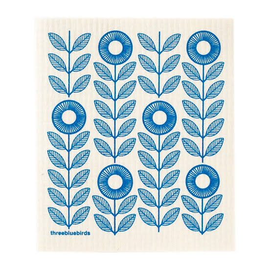 afcc48e73338b8bedc118cc0def728cf11c3a263c801e424efbfbfcadec78f6c.jpg Reusable Swedish Dishcloths - 45 Styles, Blue Sunflowers - Image 1
